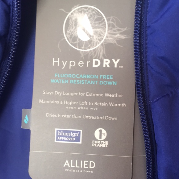 Lands End Blue Medium Silver Premium Down 600 Fill Power Zip up Vest jac… - Picture 7 of 8